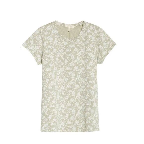 Rag & Bone All Over Julia Floral Tee Shirt in Jade XS - Picture 4 of 4